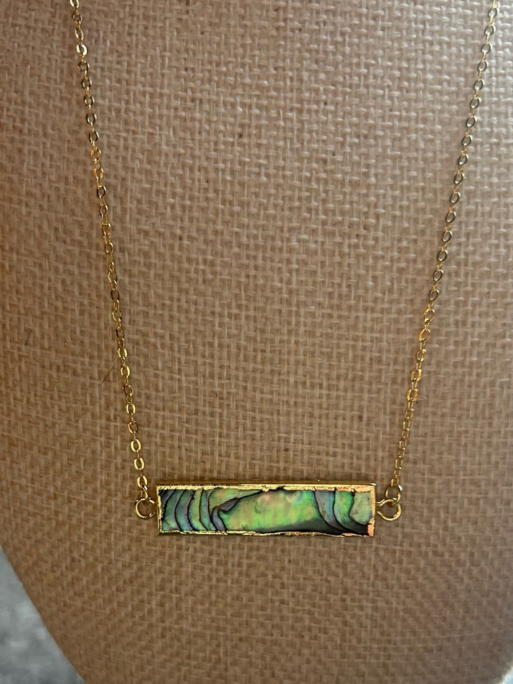 Gold Bar Necklace with  Abalone Inlay - Women Jewelry